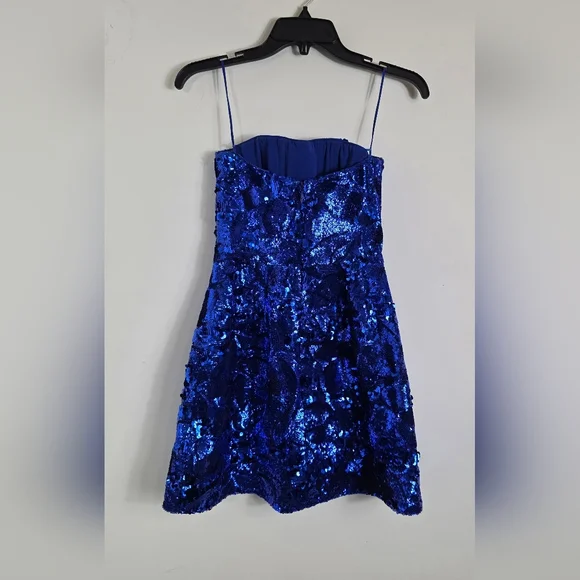 HELSI Linda Sequin Strapless Mini Dress - Royal Blue S